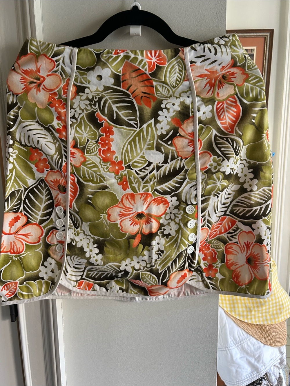 Island Republic Floral Print Top in White, Olive Green and Coral